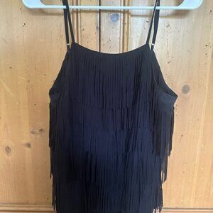 Black Fringe Sleeveless shirt